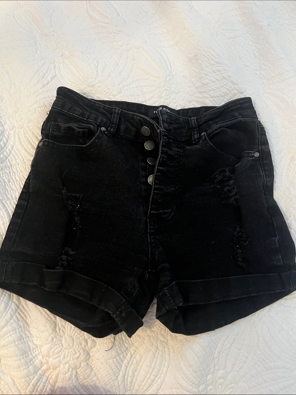 High-Rise Black Distressed Women’s Denim Shorts